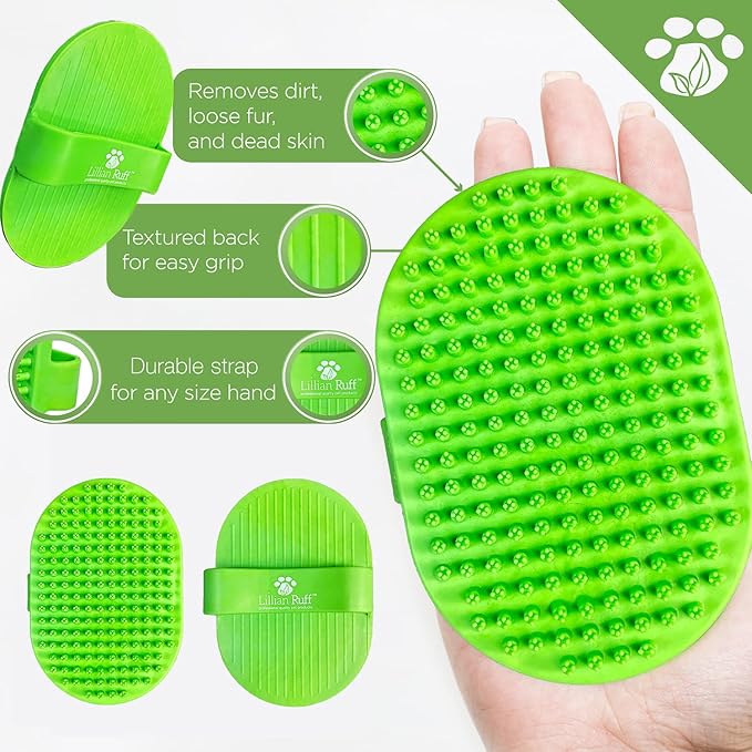 Lillian Ruff Waterless No-Rinse Dog Dry Shampoo Spray with Hydrating Essential Oils - pH-Balanced Dry Shampoo for Dogs - Clean, Condition, Detangle & Deodorize Dry, Sensitive Skin (16oz/Brush)