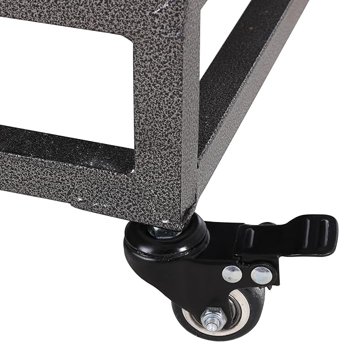 46in Dog Kennel Furniture, Heavy Duty Dog Crate with Removable Trays and Wheels, Metal Dog Crates for Large Dogs