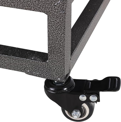 46in Dog Kennel Furniture, Heavy Duty Dog Crate with Removable Trays and Wheels, Metal Dog Crates for Large Dogs