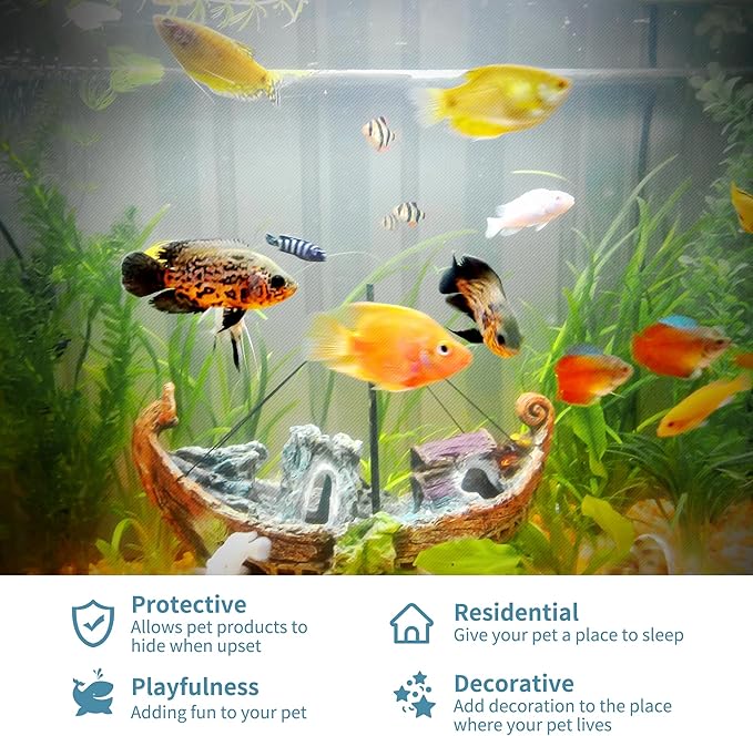 Hide Cave Aquarium Decorations-Premium Resinous Natural Hideout Fit for Aquariums & Terrariums, Reptiles, Amphibians, Fish Playground