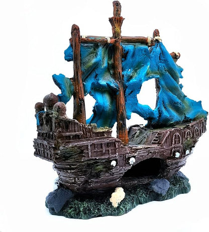 M2cbridge Antique Roman Column Ruins European Castle Aquarium Decorations Fish Tank Hideout Rocks (Blue Pirate Shipwreck)
