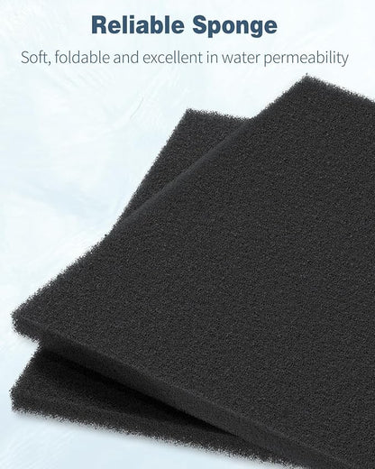 Pawfly 4 Pack Aquarium Bio Sponge Filter Media Pad, Filter Foam Sponge Pads Cut-to-Size Foam for Fish Tank Filters Sumps Ponds Hydroponics, 6.3" x 5.5" x 0.78"