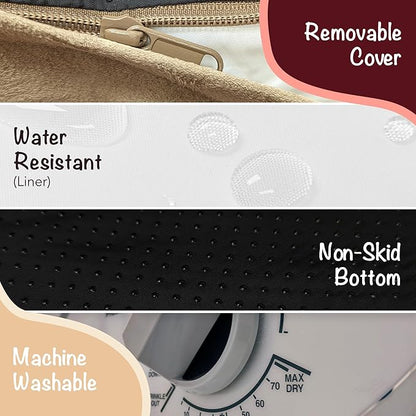 Friends Forever Large Dog Bed, Orthopedic Dog Sofa Memory Foam Mattress, Calming Dog Couch Bed, Wall Rim Pillow, Water Resistant Liner, Washable Cover, Non-Slip Bottom, Chester, Large Khaki Beige