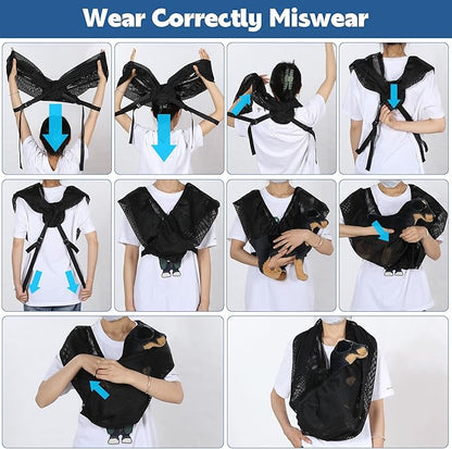 MABOZOO Mesh Pet Sling Carrier for Small Dog, Double Shoulder Strap Dog Carrier Sling Hands Free Cat Sling, Breathable Puppy Pouch Travel Safe Sling Bag for Small & Medium Dogs, Cats, Pets