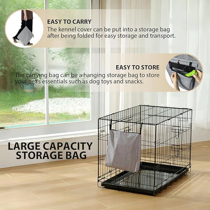 600D Dog Crate Cover, Waterproof Pet Kennel Cover with Storage Bag, Dog Cage Cover Fit for 24 Inch Wire Crate, 24 Inches, Gray (Cover Only)