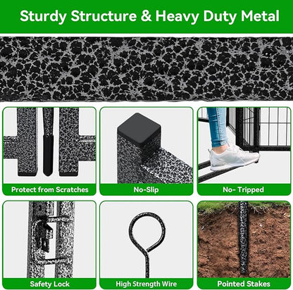 Dog Playpen Outdoor Extra Wide 32 Piece Panels Heavy Duty Dog Fence 50" Height Anti-Rust with Doors Portable for RV Camping Yard, Total 84FT, 561 Sq.ft, Snowy Black