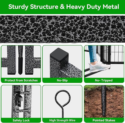 Dog Playpen Outdoor Extra Wide 8 Piece Panels Heavy Duty Dog Fence 32" Height Anti-Rust with Doors Portable for RV Camping Yard, Total 21FT, 35 Sq.ft, Snowy Black