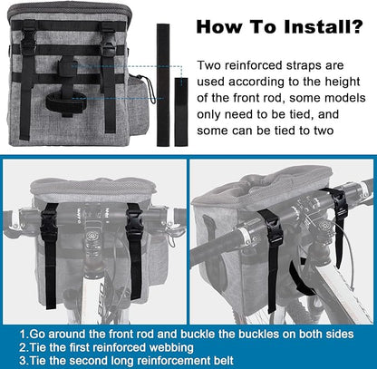 Ownpets Dog Bike Basket Foldable Pet Carrier, Dog Car Booster Seat with Mesh Windows, Adjustable Shoulder Bag Portable Breathable Bicycle Basket Bag for Dogs and Cats