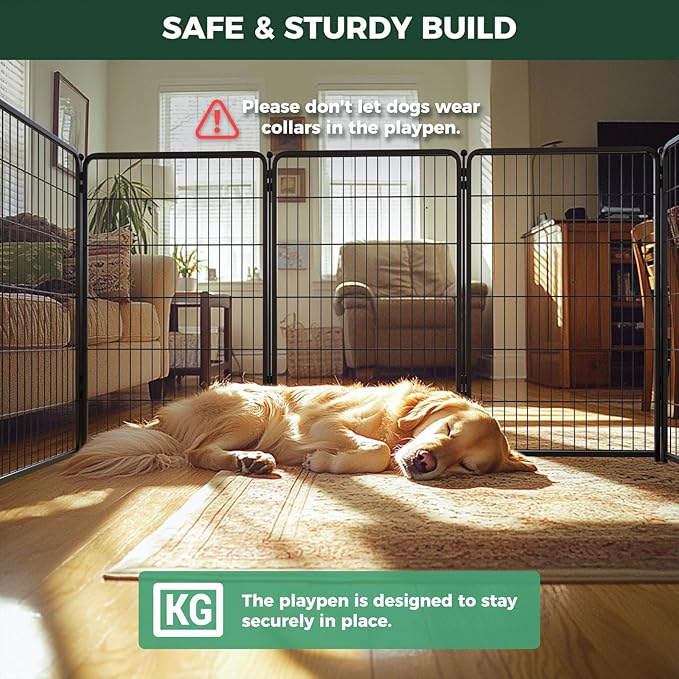 FXW Homeplus Dog Playpen for Indoor Use - Stress-Free and Safe Play, Heavy Duty 45 Inch 12 Panels Dog Pen for Large Dogs, Black_atented