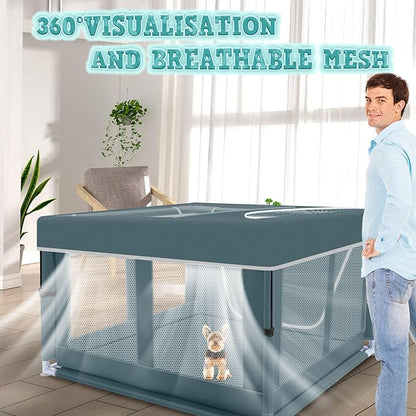 42x42x26 Inch Puppy Playpen with Cover, Dog Playpen for Puppies or Small Dogs, Pet Playpen for Indoor & Outdoor, Sturdy DogPen with Thickened Fabric, High-Strength Nylon Wire Mesh, Green