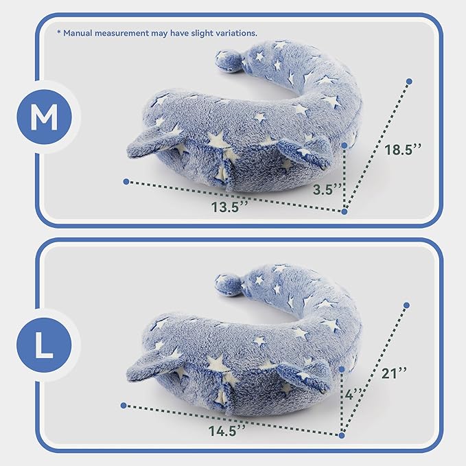 Dog Calming Pillow, Glow in The Dark Dog Put Head on, Soft Question Mark Pillows for Dogs, Kids, Adults, Washable Dog Bed Pillow, Cozy Dog Body Pillow (M Blue)