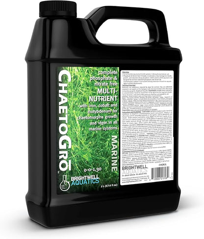 Brightwell Aquatics - ChaetoGro - Algae Nutrient Supplement for Chaetomorpha Growth in All Marine Fish Tanks - Multi-Nutrient Aquarium Water Treatments, 67.6 fl oz