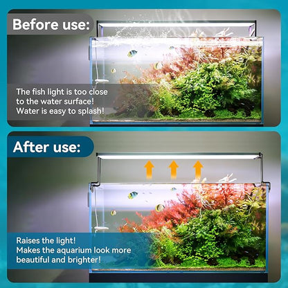 2 Pcs Aquarium Light Riser for Rimmed/Rimless Tanks, Aquarium Light High Holder Bracket, Steel Fish Tank Light Extenders Stands for LED, Light Riser for Aquarium -Black (Width 3 inch)