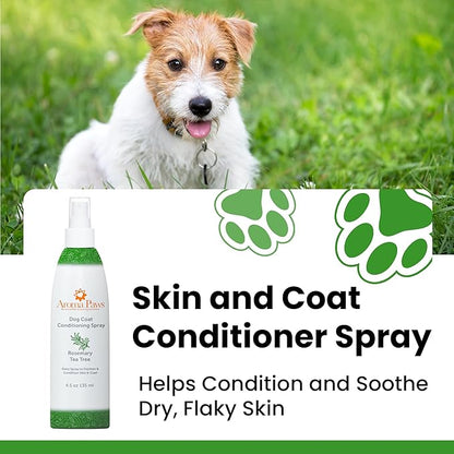 Scented Dog Coat Spray  Cleansing, Conditioning, Moisturizing  Toxin Free, Healthy Ingredients  Aromatic Grooming Puppy Spray  Loosens Knots, Tangles  4.5 Oz., Rosemary Tea Tree