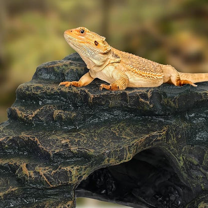 Reptile Tank Accessories, Turtle Tank Accessories, Fish Tank Accessories, Perfect Large Reptile Hide, Aquarium Decor, Professional Turtle Basking Platform (Antique)