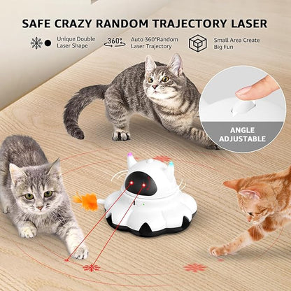 MIKK Cat Laser Toy Cat Feather Toys 2-in-1 Interactive for Indoor Cats Automatic with Remote Control Moving Ambush USB-C Rechargeable Electronic Kitten Toy for Indoor Exercise