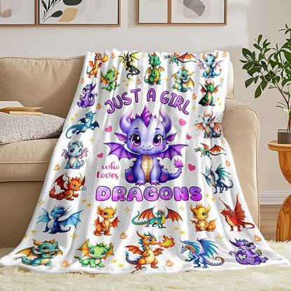 Dragon Blanket Gifts Soft Flannel Dragons Throw Blanket Merch Stuff for Dragon Lovers Kids Adults 50"X 40"