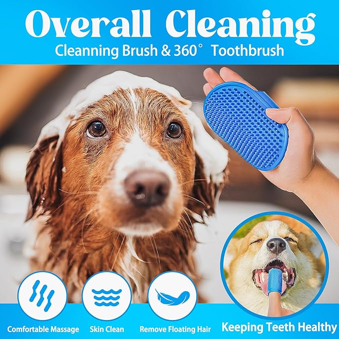 6 PCS Grooming Kit for Dogs Cats Comb Deshedding Dog Brush Pet Knot Opener Cleaning Slicker Brush Nail Clipper Toothbrush Pet Hair Removal Tool Washing Supplies for Small Medium Large Dog Cat