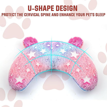 Dog Pillows for Small Dogs and Cats, Anxiety Relief Pillows for Dogs and Cats, U-Shape Pillow for Improving Pet Sleeping, Half-Count Soft Cat Pillow, Machine Washable (Pink)