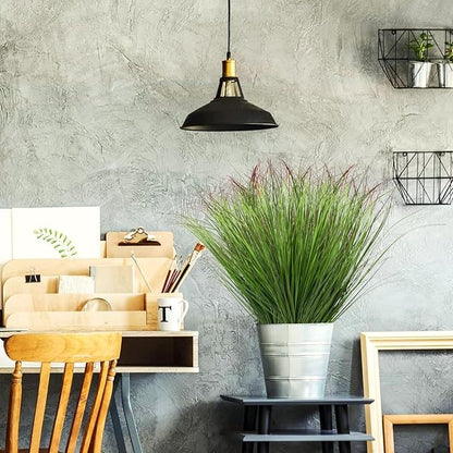 24Pcs Artificial Grass Plants, Faux Shrubs Wheat Grass, Artificial Tall Grass Fake Plants for Outdoor Decor,Artificial Greenery Stems Weed for Room Indoor Home Decor（Green Red Tail）