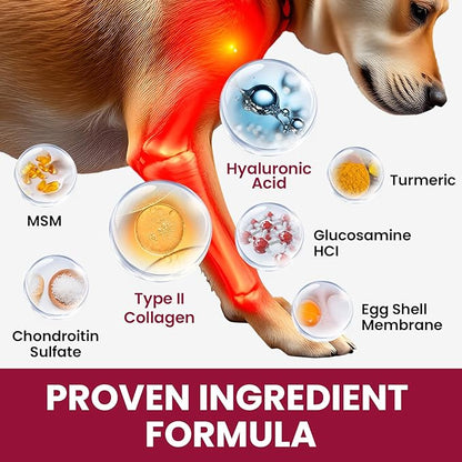 Glucosamine for Dogs Hip and Joint Supplement Chews, Chondroitin Joint Supplement for Dogs, Joint Chews for Dog, Dog Supplement for Joint Pain Relief - 60-Day Satisfaction Guarantee -180 Ct
