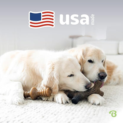 Benebone 2-Pack Maplestick/Zaggler Durable Dog Chew Toys, Real Maplewood, Real Bacon, Made in USA Large