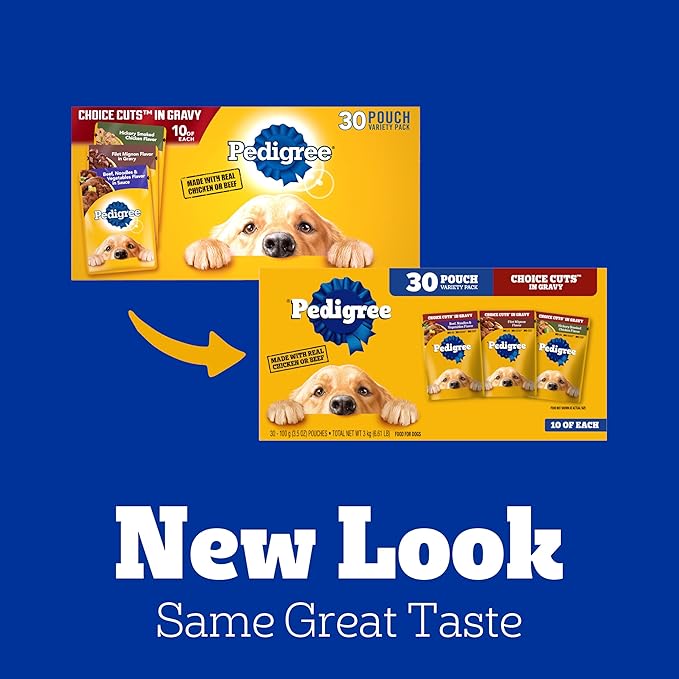 Pedigree Choice Cuts In Gravy Adult Soft Wet Dog Food 30-Count Variety Pack, 3.5 oz. Pouches
