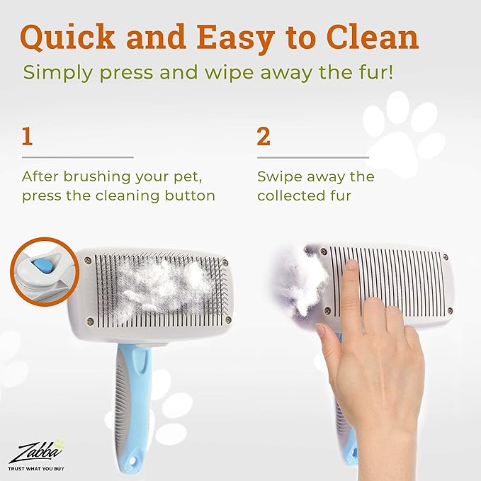 Self Cleaning Dog Brush for Shedding Slicker Brush Cat Long Haired Pet Brush Grooming Deshedding Supplies - Small Pets White