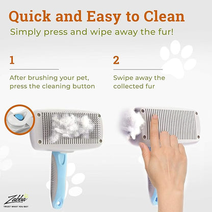 Self Cleaning Dog Brush for Shedding Slicker Brush Cat Long Haired Pet Brush Grooming Deshedding Supplies - Small Pets White