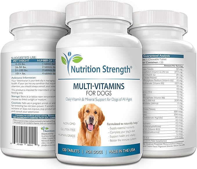Multivitamins for Dogs, Daily Vitamin and Mineral Support, Nutritional Dog Supplements for All Canine Breeds and Sizes, Promotes Immune Health in Pets, 120 Chewable Tablets