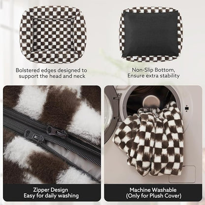 JOEJOY Dog Bed Medium Size Dog, Rectangle Washable Orthopedic Corduroy Fleece Pet Bed with Removable Zipper Cover, Cute Soft Calming Puppy Bed with Non Skid Bottom