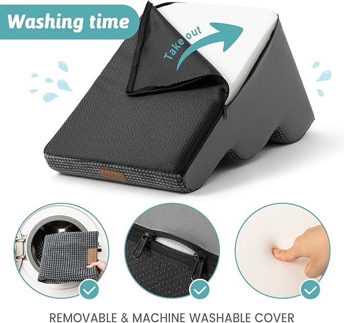 Dog Stairs for Small Dogs 19.7" H, Pet Step with Leakproof Cover, High Density Foam Cat Ramp for Bed, Couch or Sofa, Lightweight, Durable, Comfort, 15.7x28.3x19.7 inch, 4 Tiers, Dark Grey