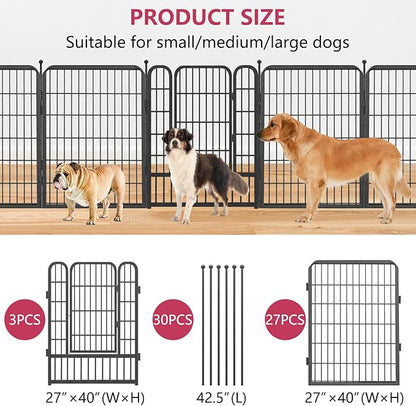 Dog Playpen 40" Height 30 Panels Portable Dog Fence Outdoor for Yard Puppy Playpen Indoor Dog Pen Outdoor for Medium/Small Dogs, Heavy Duty Pet Playpen Dog Kennel for RV, Camping, Yard