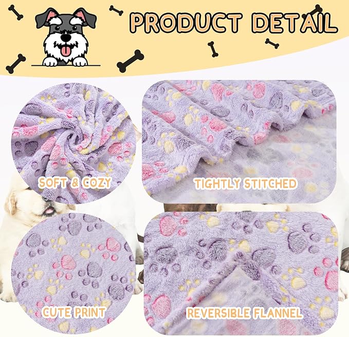 Dog Blankets for Dogs, Large Blanket Medium Blanket Dog Cat Soft Fuzzy Blankets Washable,Comfort Flannel,Fuzzy Soft Blankets for Dogs,Pet Blanket,Reversible Cow Print,41 x 31 inchï¼_ark Blue