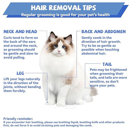 8.5 Inch Dual Tooth Pet Comb for Mats and Tanglesï¼_oratable Grooming Dematting Comb for Indoor long-haired cats and dogs,Pet Family Supplies,Removing Tangles,Knots,Undercoat and Excess Hair