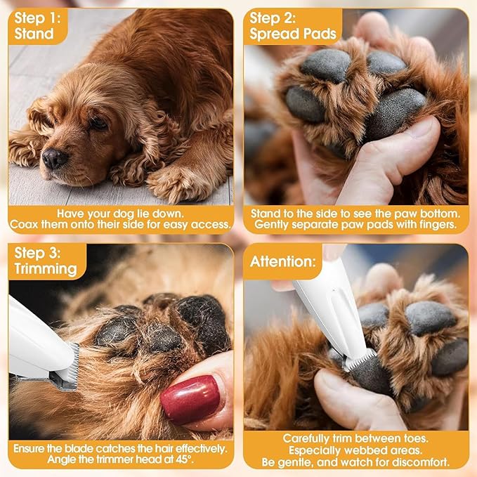 2Set 2025 Upgraded Dog Paw Trimmer with LED Light,Electric Dog Trimmer for Paws,Low Noise Waterproof Rechargeable Paw Hair Trimmer,Pet Paw Trimmer,Pet Hair Clippers for Cats Dogs,Ears,Rump,Face,Eyes