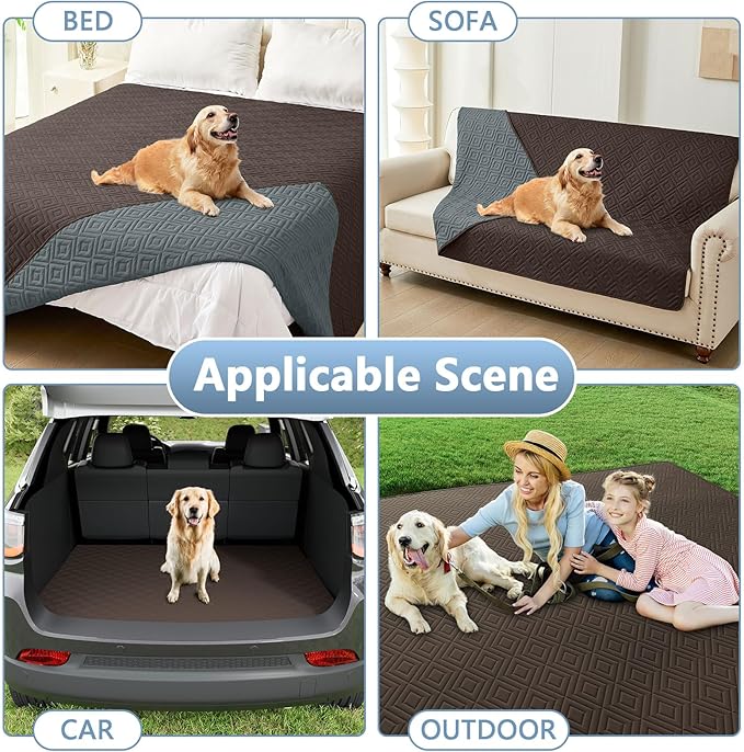 hyha Waterproof Dog Blanket, Soft Pet Bed Blankets, Waterproof Sofa Couch Cover for Dogs Washable, Reversible Pet Couch Covers for Sofa Furniture (52x82 Inch, Chocolate/Dark Grey)