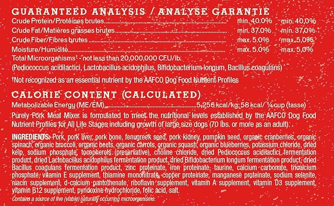 Stella & Chewy's Freeze Dried Raw Purely Pork Meal Mixer  Dog Food Topper for Small & Large Breeds  Grain Free, Protein Rich Recipe  3.5 oz Bag