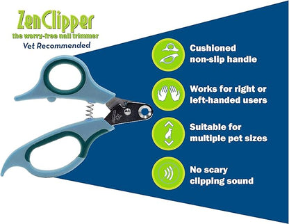 Zen Clipper Pet Nail Clipper for Dogs  Dog Nail Trimmer for Safer Pet Grooming Care - Clean, Quiet, and Easy-to-Use Stainless Steel Claw Trimmer - (5mm Hole)