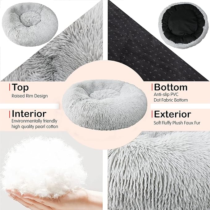 nononfish Dog Beds for Medium Dogs Washableï¼28 inches Gray Calming and Anti Anxiety Fits up to 45 lbs Pets Beds for Medium Dog.