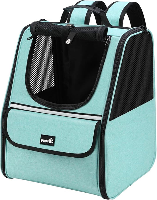 Pecute Cat Backpack Carrier, Small Dog Backpack Carrier, Pet Backpack Carrier for Cats Dogs Puppy Kitten, Cat Carrier Bag Carrying for Travel Hiking Bike Riding Walking Outdoor,Mint Green