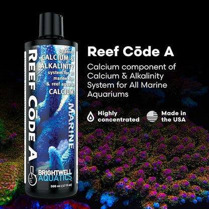 Brightwell Aquatics - Reef Code A - Balanced Calcium & Alkalinity System Water Conditioner - For All Saltwater Marine Fish & Reef Fish Tanks - Aquarium Water Treatments, 16.9 fl oz