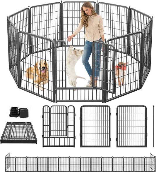 Dog Playpen 40" Height 10 Panels Puppy Playpen Indoor Portable Dog Fence Outdoor for Yard Indoor Dog Pen for Medium/Small Dogs, Heavy Duty Pet Pen for RV, Camping, Yard