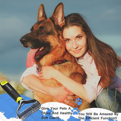 Dog Brush for Shedding Safe Blade Undercoat Rake for Dogs Reduce Knots&Matted&Tangles Easily for Large or Small Long Hair Dogs and Cats.