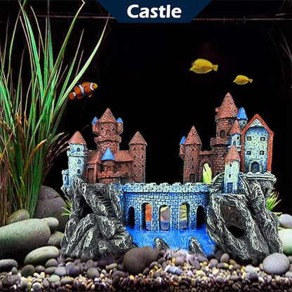 Aquarium Castle Decoration for Fish Tank Castle Cave Hideouts House Plants Supplies Accessories Safe for Freshwater and Saltwater Fish Tanks – Medium (Brown)