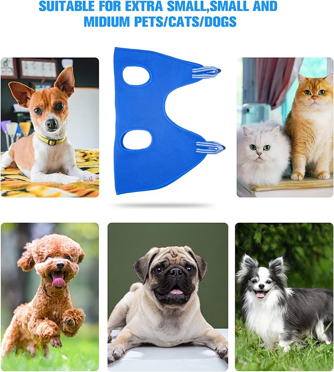 10 in 1 Pet Grooming Hammock Harness with Nail Clippers/Trimmer, Nail File, Comb,Dog Nail Hammock, Dog Grooming Sling for Nail Trimming/Clipping (S/Under 30lb, Blue)