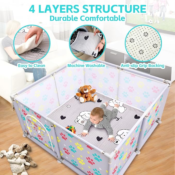 2025 Upgraded Whelping Box for Dogs,24.8__xtra Tall Dog Whelping Pen with Whelping Pad,Dog Whelping Supplies for Large Small Breed Dogs(47" Dia.x24.8 H) (Grey)