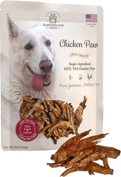 American Paws Dehydrated Chicken Feet Dog Treats, Only One Ingredient, No Additives, Made and Sourced in USA, (About 28-Pack), 1lb