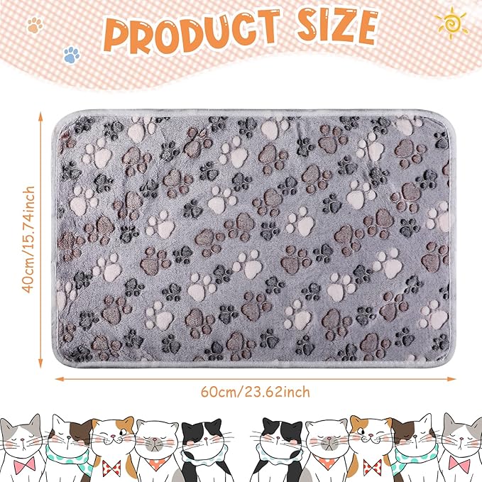 Tatuo 4 Pcs Dog Blanket Pet Puppy Blanket Puppy Teething Toys Paw Print Fleece Blanket for Pet Cat Soft Warm Sleep Mat Guinea Pig Cage Blanket(Small(24 x 16 Inch),Gray)