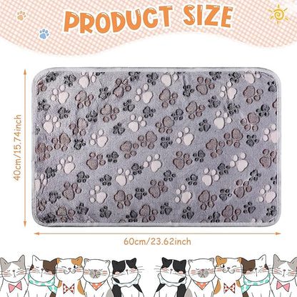 Tatuo 4 Pcs Dog Blanket Pet Puppy Blanket Puppy Teething Toys Paw Print Fleece Blanket for Pet Cat Soft Warm Sleep Mat Guinea Pig Cage Blanket(Small(24 x 16 Inch),Gray)